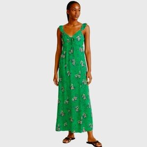 NWT Kingston‎ Grey Day Maxi Green Floral Dress Women's Small
